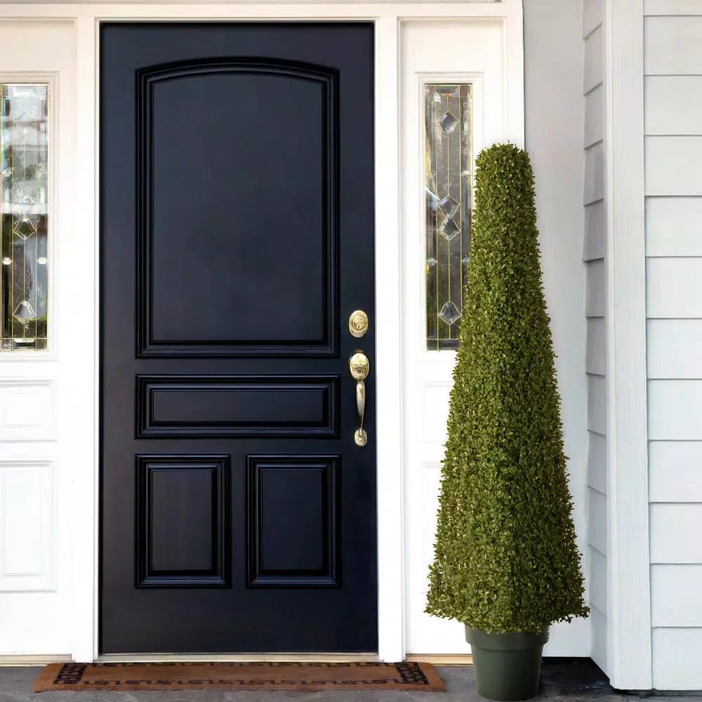 National Tree Company 54 in. Double Cedar Spiral Artificial Topiary with Decorative Urn and 150 Clear Lights