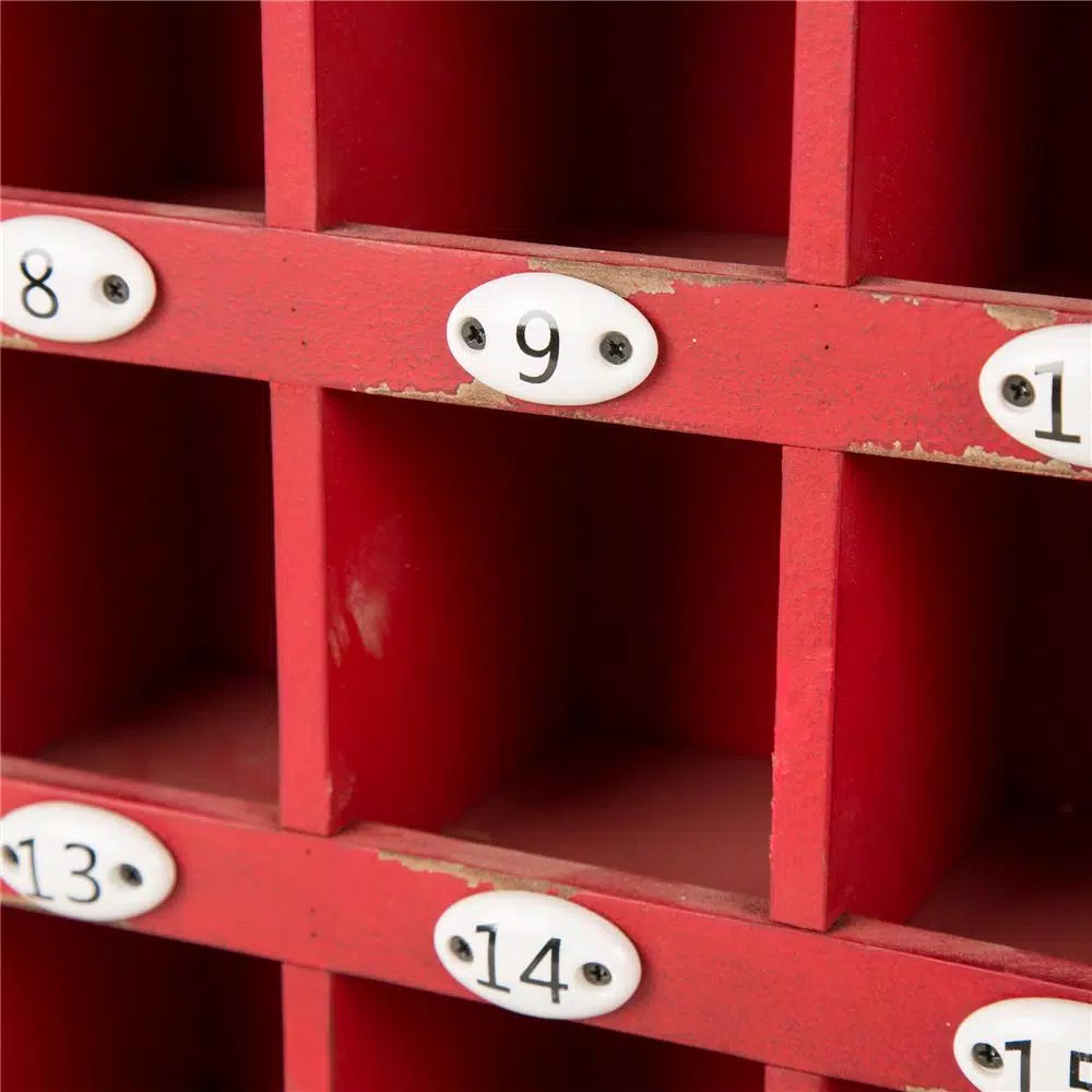 Glitzhome 25 in. Wood and Metal Countdown to Christmas Advent Calendar Decor - Red
