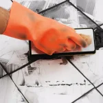 QEP Heavy Duty Latex Tile Grouting and Multipurpose Gloves, Orange, 1 Pair thumbnail 2