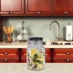 Home Basics Glass Tea Canister with Airtight Ceramic Lid and Metal Clamp - 67.6 oz thumbnail 3