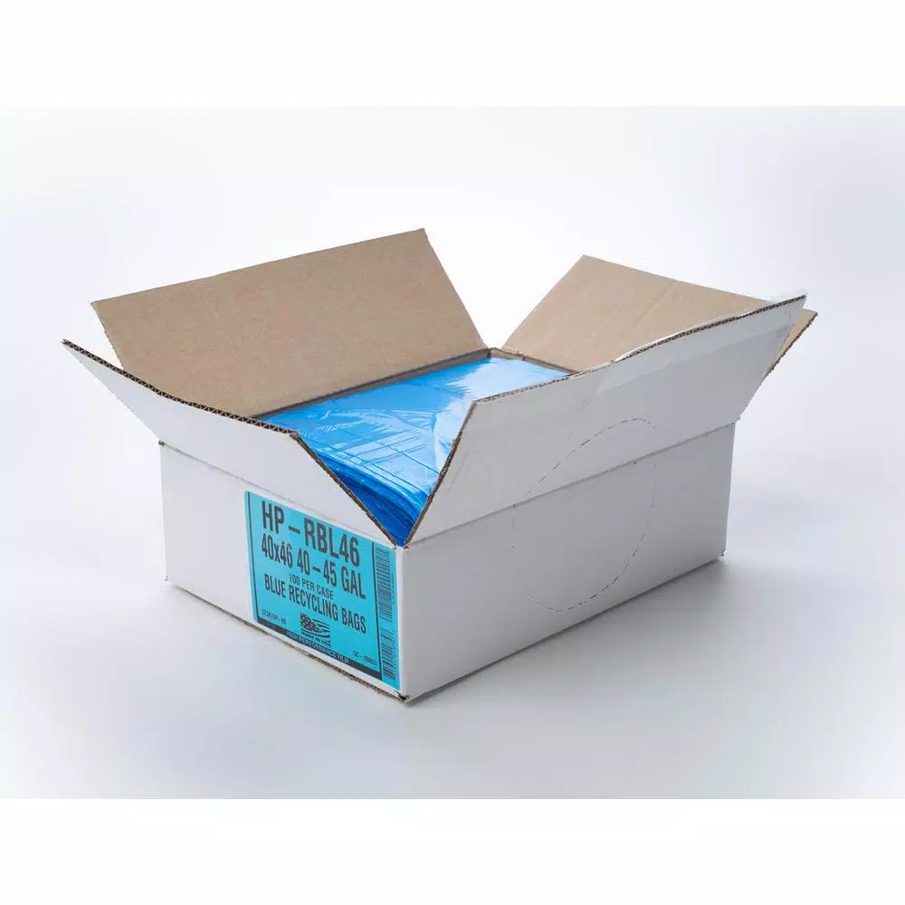 Unbranded 45 Gallon Blue Recycling Trash Bags, 0.95 Mil Thickness, 100-Count
