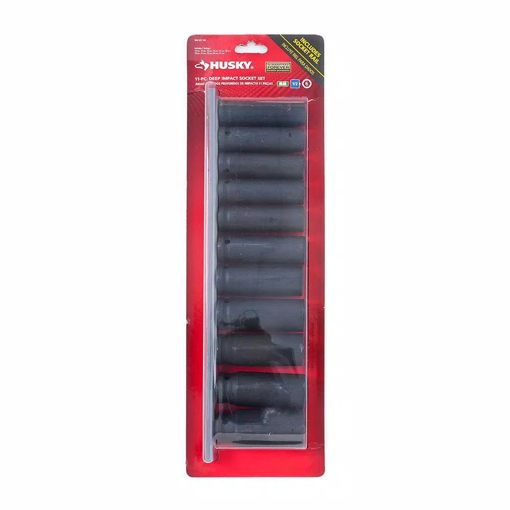 Husky 1/2 in. Drive Metric Deep Impact Socket Set, 11-Piece