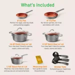 NutriChef 11-Piece Aluminum Nonstick Cookware Set with Gold Lines thumbnail 2
