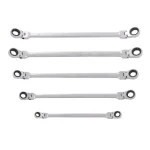 STEELMAN PRO 96747 Metric Flexible Double Box-End Universal Spline Ratcheting Wrench Set, 5-Piece thumbnail 1