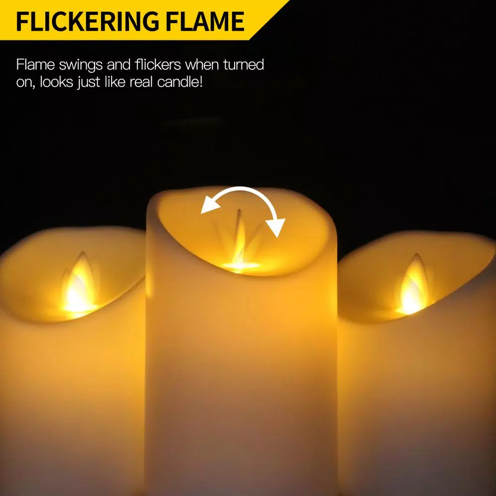 Novelty Place Flickering LED Candles, Lifelike Swinging Flame Flameless Battery Powered Warm White