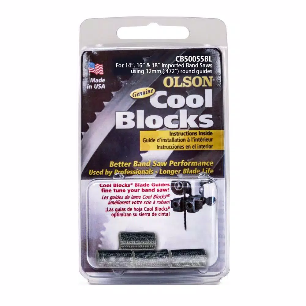 Olson Saw Cool Block 12 mm x 3/4 in. Band Saw Blade Guides for 14, 16, and 18 in. Imported Band Saws (4-Pack)