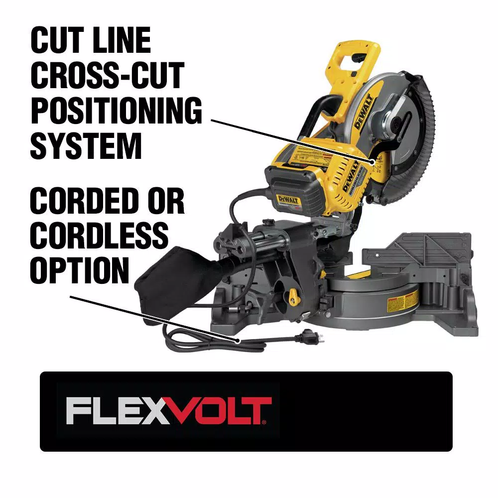 DEWALT FLEXVOLT 12 in. Brushless Sliding Compound Miter Saw Kit with (2) 6.0 Ah Batteries and AC Adapter