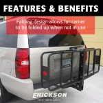 Erickson Steel Hitch Cargo Carrier, 500 lb. Capacity, 60 in. x 20 in., for 2 in. Receiver thumbnail 2