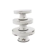 3R Studios Distressed White Metal Cake Stand Set of 3 - Country Cottage Style Pedestals thumbnail 3