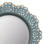 Stonebriar Collection Stonebriar Small Round Turquoise Metal Lace Accent Mirror with Brass Highlights, 12.5 in. thumbnail 2