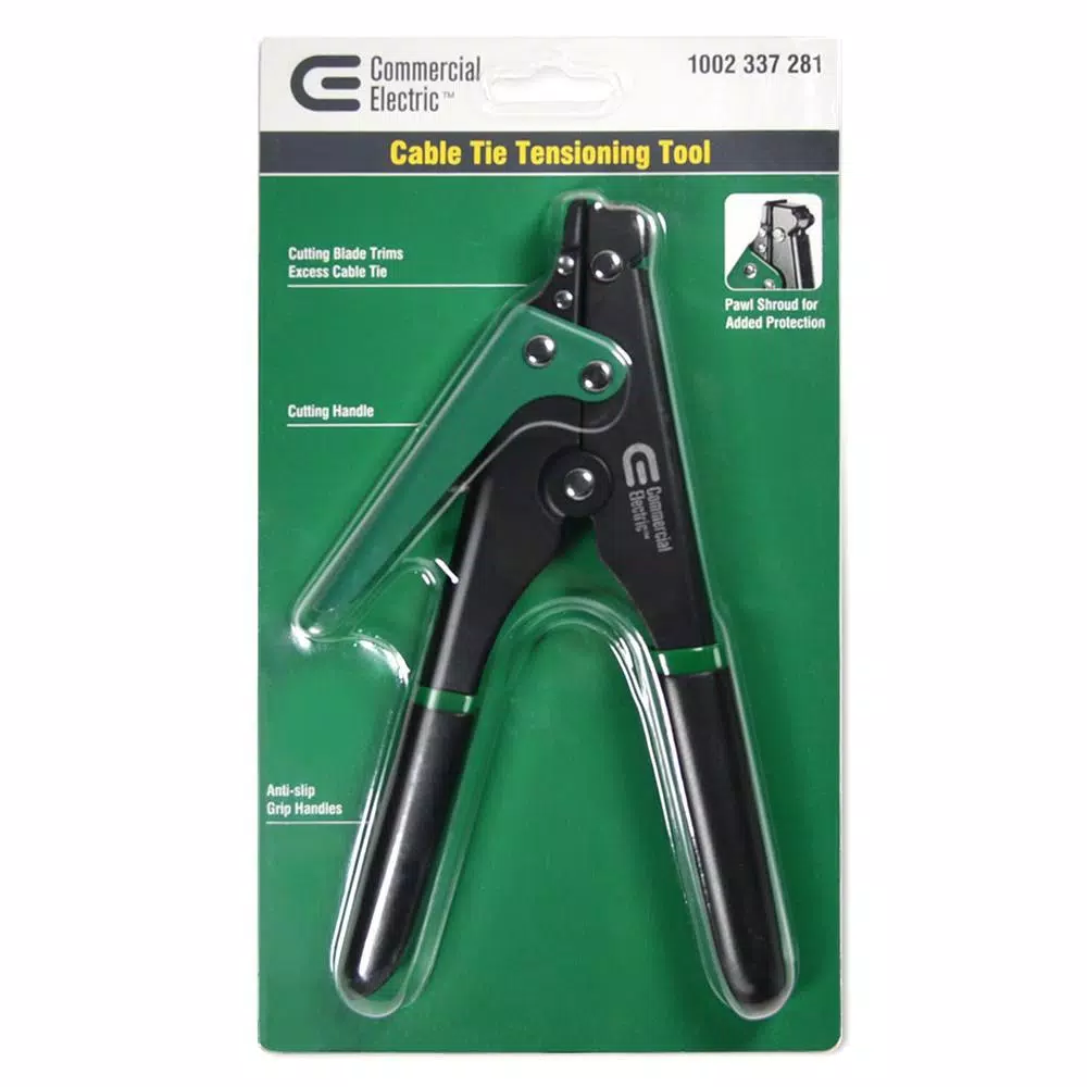 Commercial Electric Professional Cable Tie Tool with Integrated Cut-Off Mechanism, Black