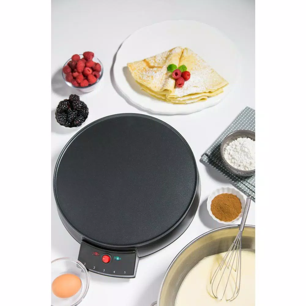 CucinaPro 12 in. Non-Stick Electric Griddle and Crepe Maker, 1000W, Black