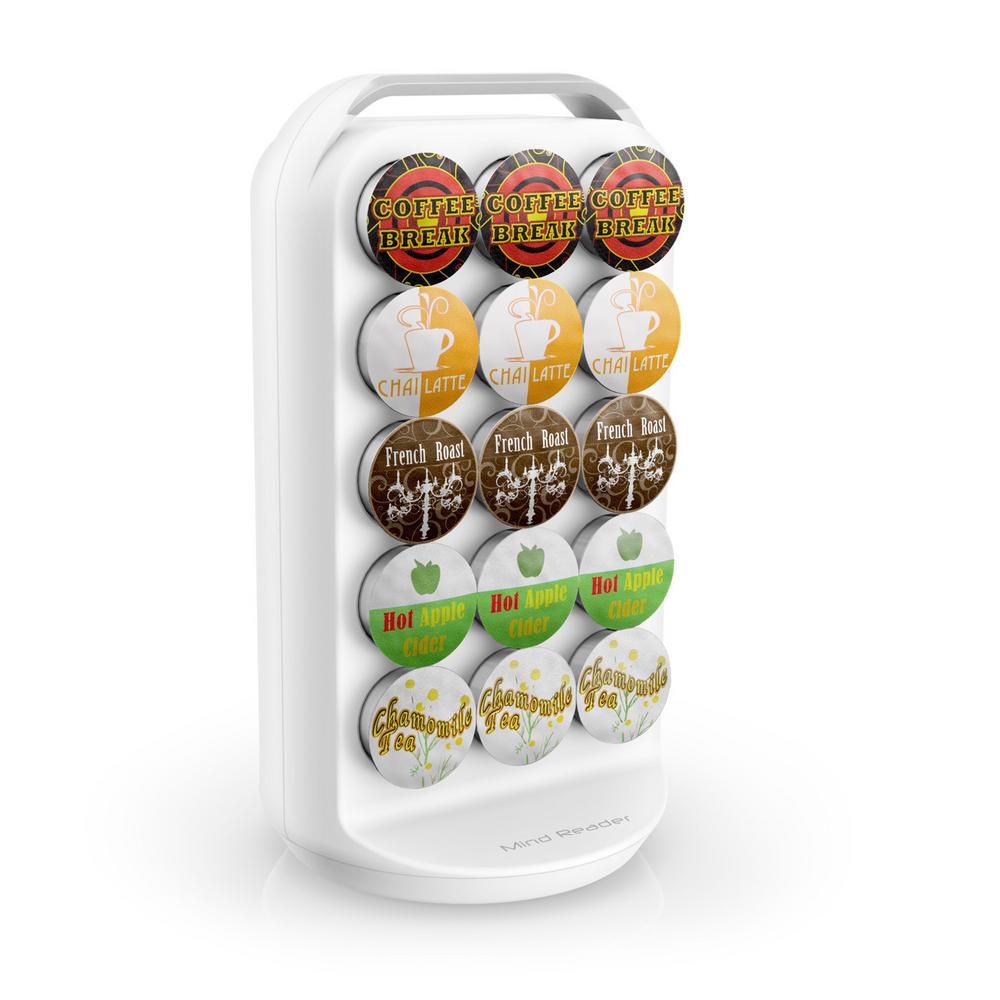 Mind Reader Apollo 30-Capacity White K-Cup Storage and Coffee Pod Carousel for Keurig