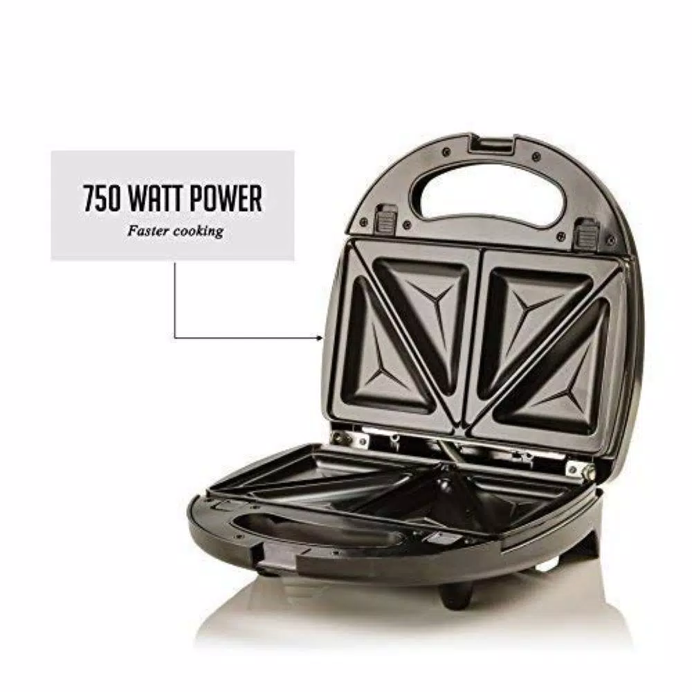 Ovente 3-in-1 Electric Sandwich Maker, Waffle and Grill Maker with Detachable Non-Stick Plates, 750W, Black