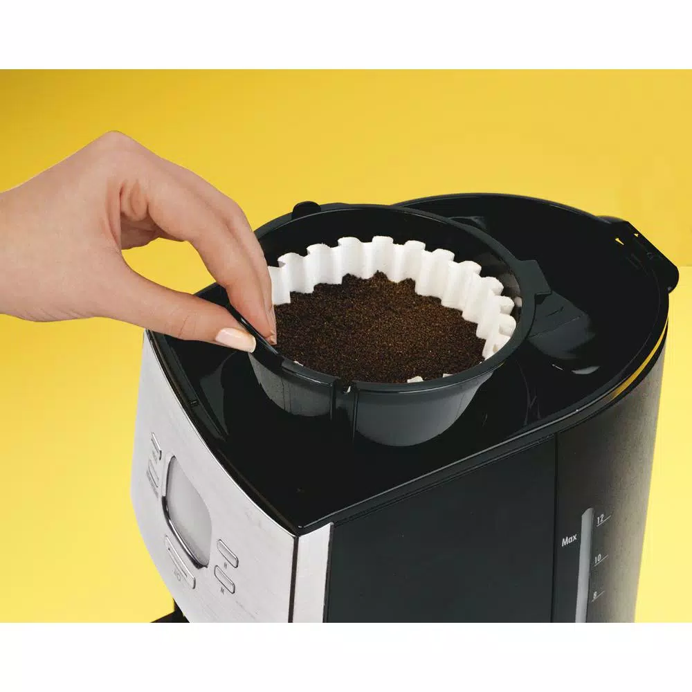 Hamilton Beach Ensemble 12-Cup Programmable Drip Coffee Maker, Black with Stainless Steel Accents