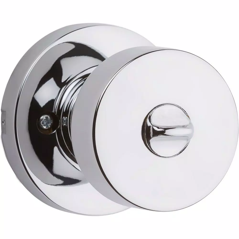 Kwikset Pismo Polished Chrome Round Exterior Entry Door Knob with SmartKey Security