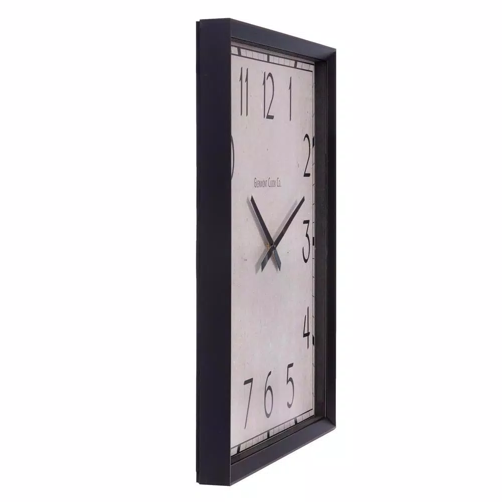 Pinnacle Modern 28 in. Black Square Wall Clock with Beveled Frame