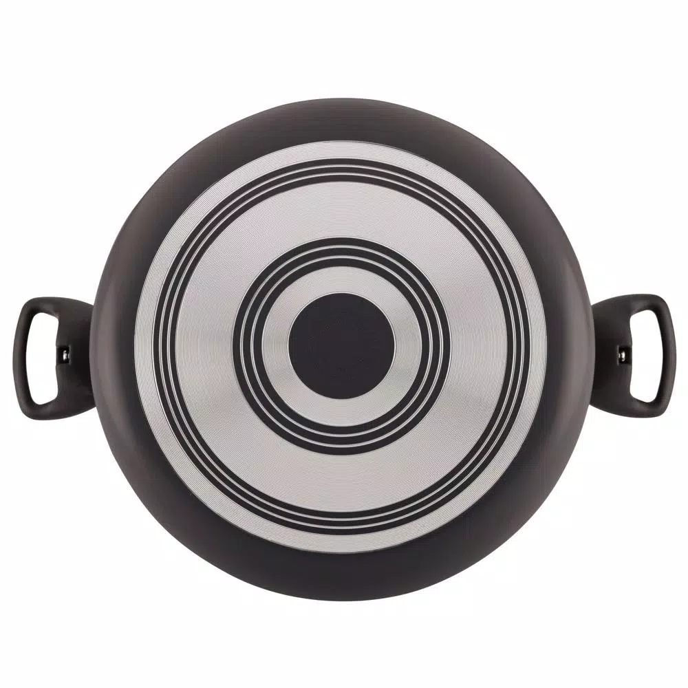 Farberware 10.5 Qt. Aluminum Nonstick Stock Pot with Glass Lid, Black