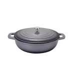 AMERCOOK LA PLURIEL 3 qt. Round Enameled Cast Iron Casserole Pan with Lid, Gray thumbnail 1
