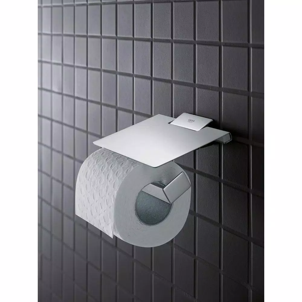 GROHE Selection Cube Wall-Mount Toilet Paper Holder with Cover, StarLight Chrome