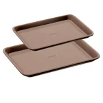 NutriChef 2-Piece Nonstick Carbon Steel Baking Sheet Set, Large and Medium Gold Pans thumbnail 1