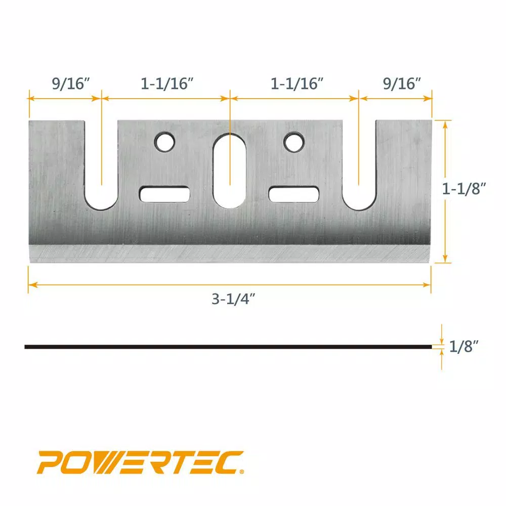 POWERTEC 3-1/4 in. HSS Planer Blades for DeWalt DW6655, DW677, DW678, DW680K (Set of 2)