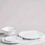 Q Squared Peony 16 in. Melamine Serving Platter, Round, White thumbnail 2