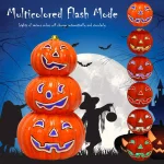 Costway 11 in. Orange Ceramic LED Halloween Pumpkin Lantern, Battery Powered Tabletop Decor thumbnail 4