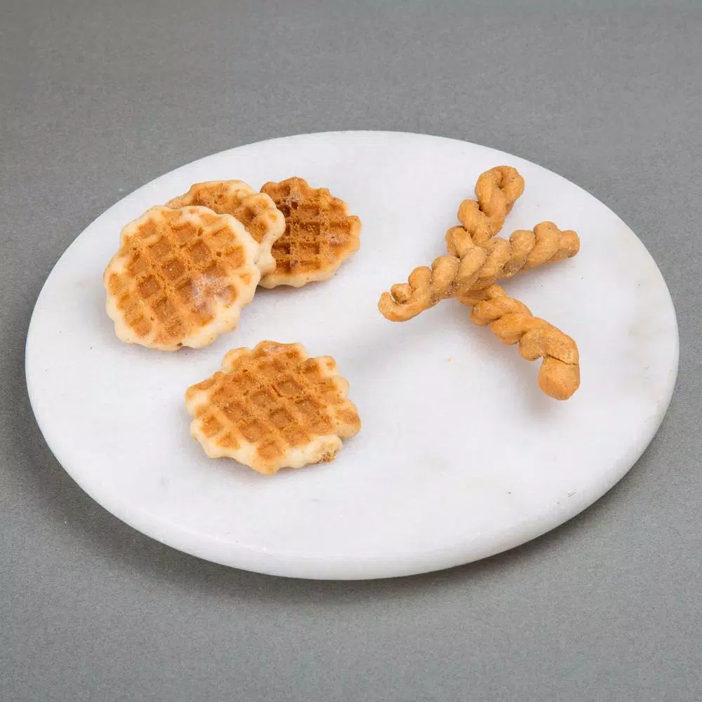 Creative Home Natural Marble Round Trivet and Cheese Serving Board, 8 in., Off-White