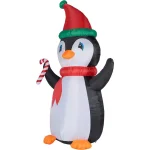Fraser Hill Farm 10 ft. Penguin and Candy Cane Christmas Inflatable with RGB Lights thumbnail 6