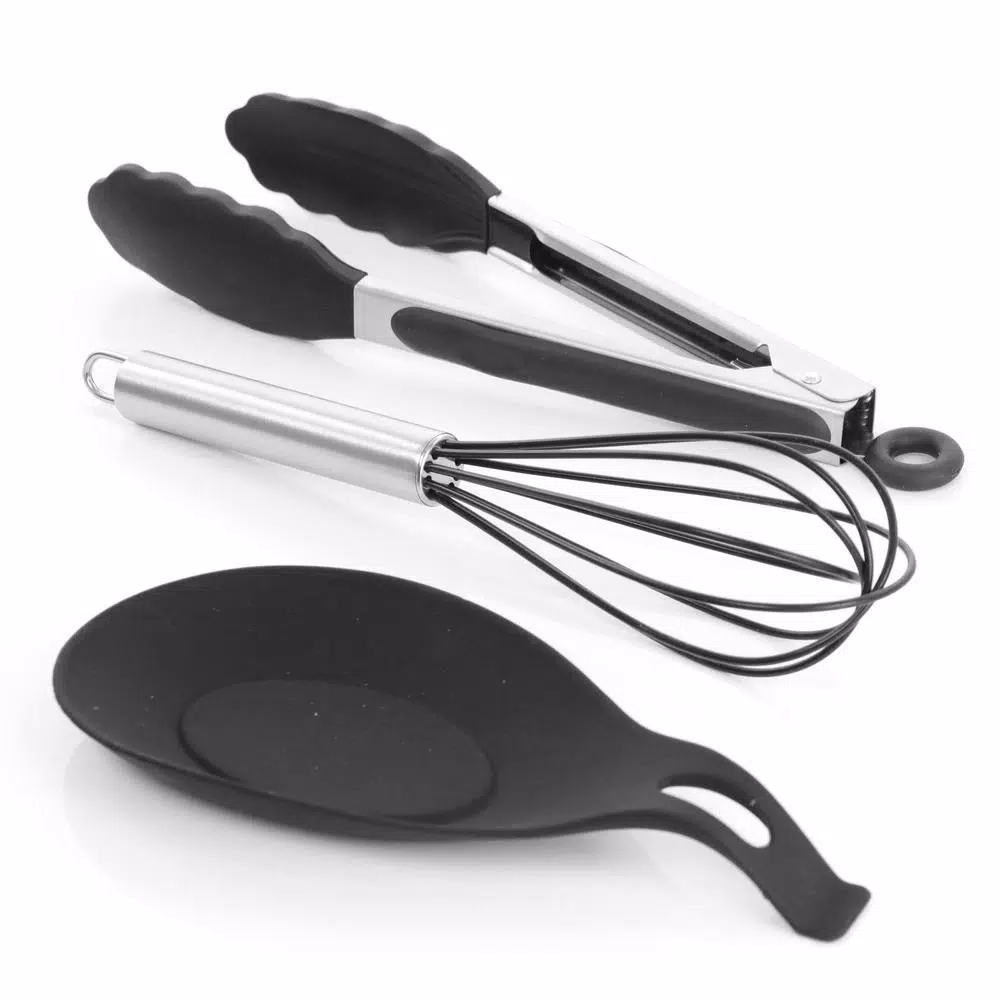 MegaChef 12-Piece Black Silicone Kitchen Utensil Set