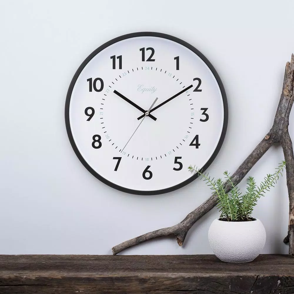 Equity by La Crosse 14 in. Commercial Black Analog Wall Clock with Quartz Movement