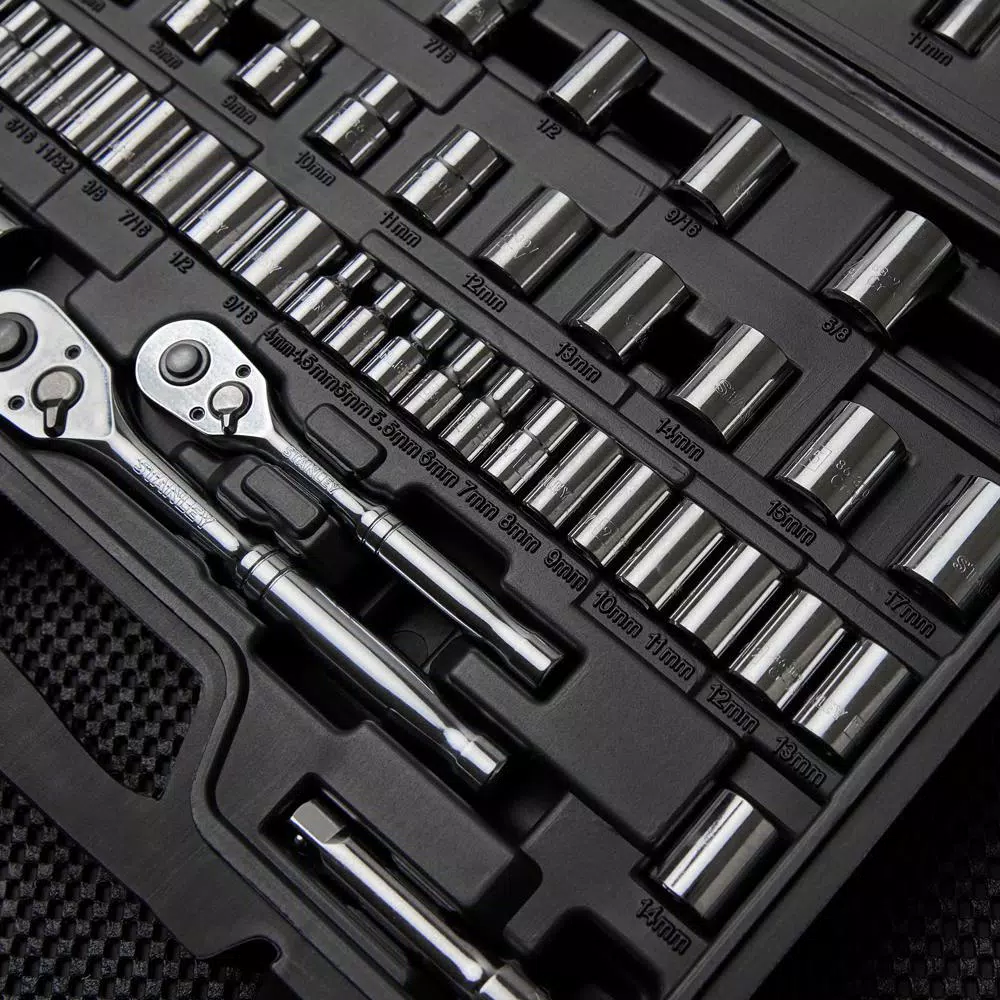 Stanley 85-Piece 1/4 in. and 3/8 in. Socket Set, SAE and Metric
