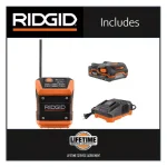 RIDGID 18V Cordless Compact Bluetooth Radio with Radio App, 1.5 Ah Battery & Charger Kit thumbnail 2