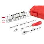 TEKTON 33-Piece 1/4 in. Drive 6-Point Metric Socket and Ratchet Set thumbnail 3