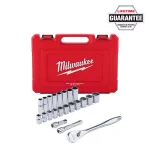 Milwaukee 22-Piece 1/2 in. Drive SAE Ratchet and Socket Set thumbnail 1