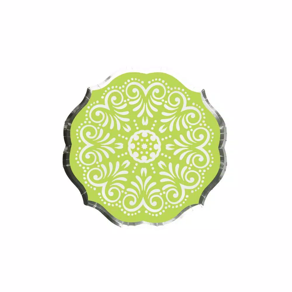 Sugar Plum Party SugarPlum Collection Citrus Lime Green Hexagon Paper Dinner Plates, 32-Piece Set