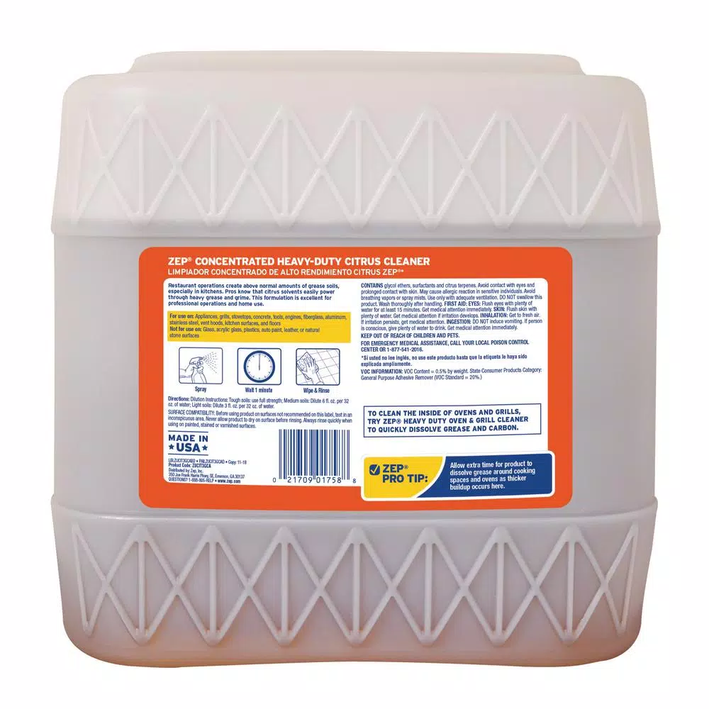 ZEP Heavy-Duty Citrus Degreaser, 3.5 Gal. Concentrated Multi-Purpose Cleaner