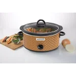 Brentwood Appliances 3.5 Qt. Diamond Pattern Slow Cooker with Tempered Glass Lid, Brown thumbnail 6