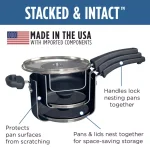 Farberware Neat Nest 1-Quart Aluminum Nonstick Saucepan with Glass Lid, Black thumbnail 4