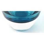 Badash Crystal Crescendo Peacock Blue European Mouth Blown Glass Oval Decorative Vase thumbnail 3