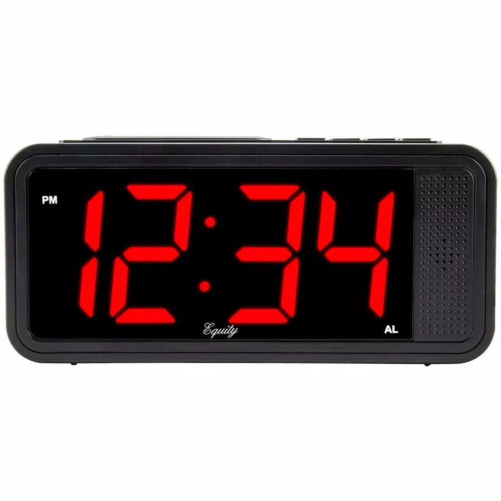 Equity by La Crosse Red 1.8 in. LED Quick Set Digital Alarm Clock with Dimmer and Battery Backup