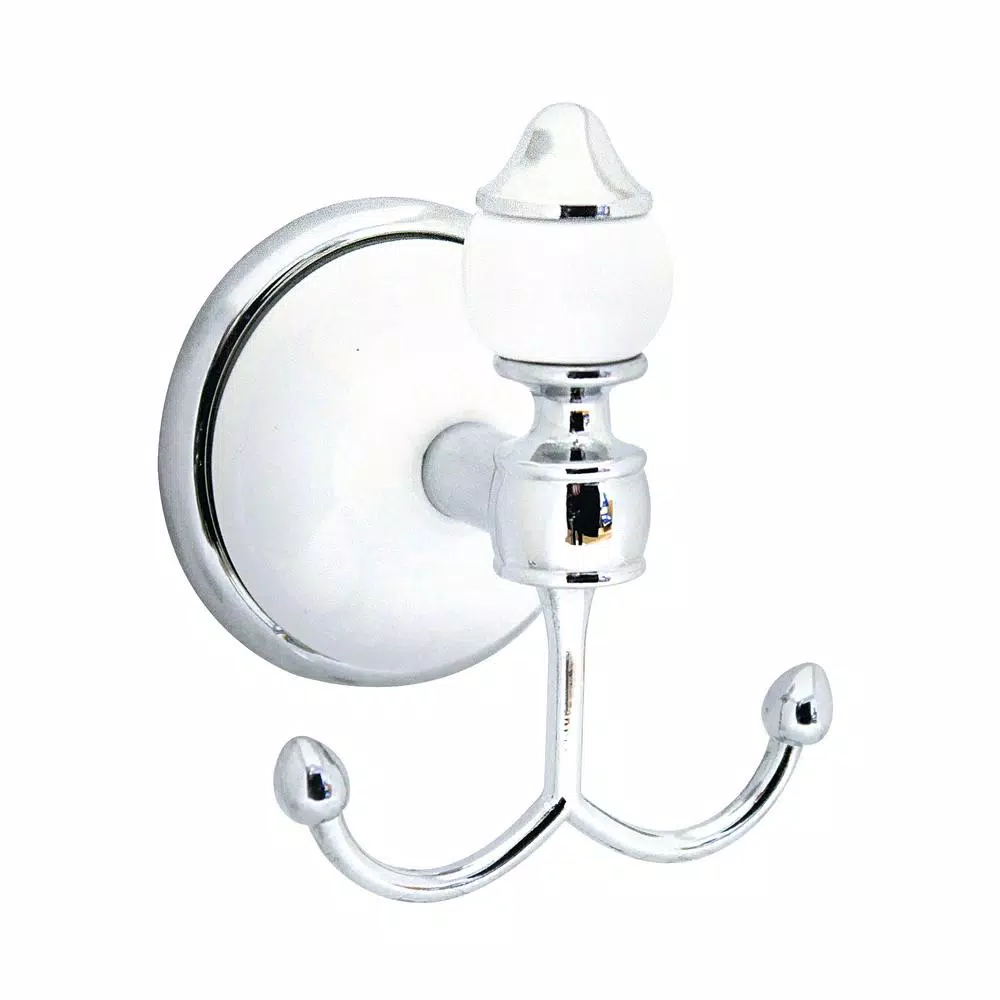 MODONA 4-Piece Bathroom Accessories Set, White Porcelain and Polished Chrome