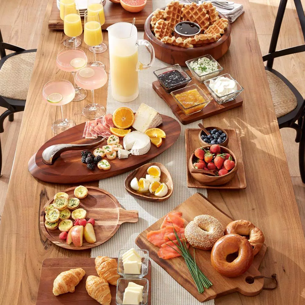 Libbey Acaciawood 5-Piece Antipasto Serving Set with 4 Glass Bowls and Wood Board
