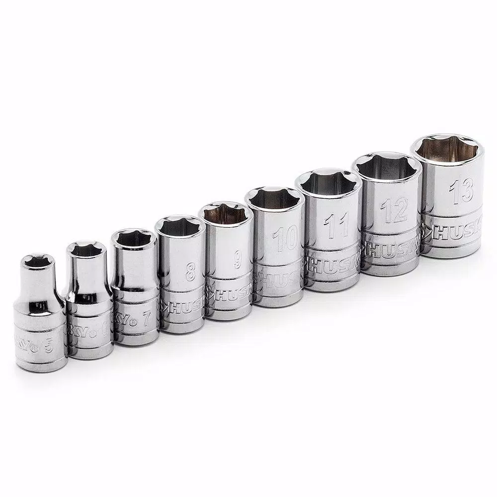 Husky 20-Piece 1/4 in. Drive Ratchet and Socket Set, SAE/Metric