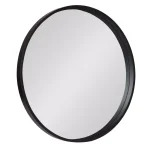 Kate and Laurel Black Contemporary Round Wood Framed Accent Mirror, 25.59 in. thumbnail 1