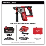 Milwaukee M18 18V Cordless 5/8 in. SDS-Plus Rotary Hammer Kit with (2) 3.0Ah Batteries, Charger, and Hard Case thumbnail 2