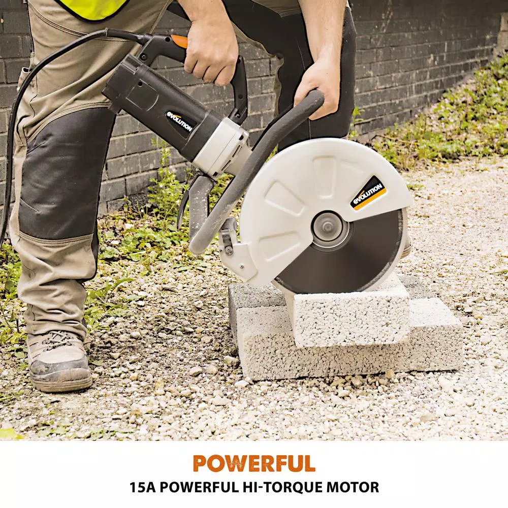 Evolution Power Tools 12 in. 15 Amp Corded Portable Concrete Saw with Diamond Blade