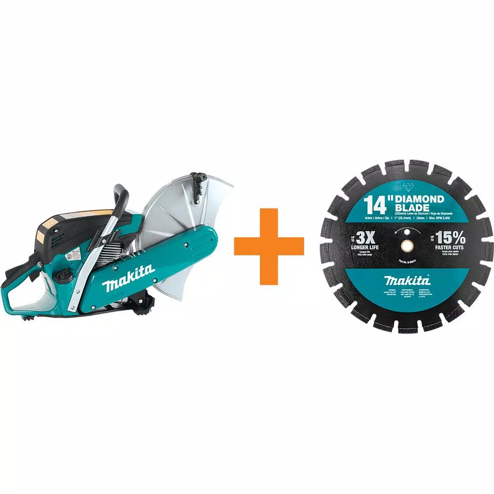 Makita 14 in. 61 cc Gas Power Cutter with Bonus 14 in. Segmented Rim Diamond Blade