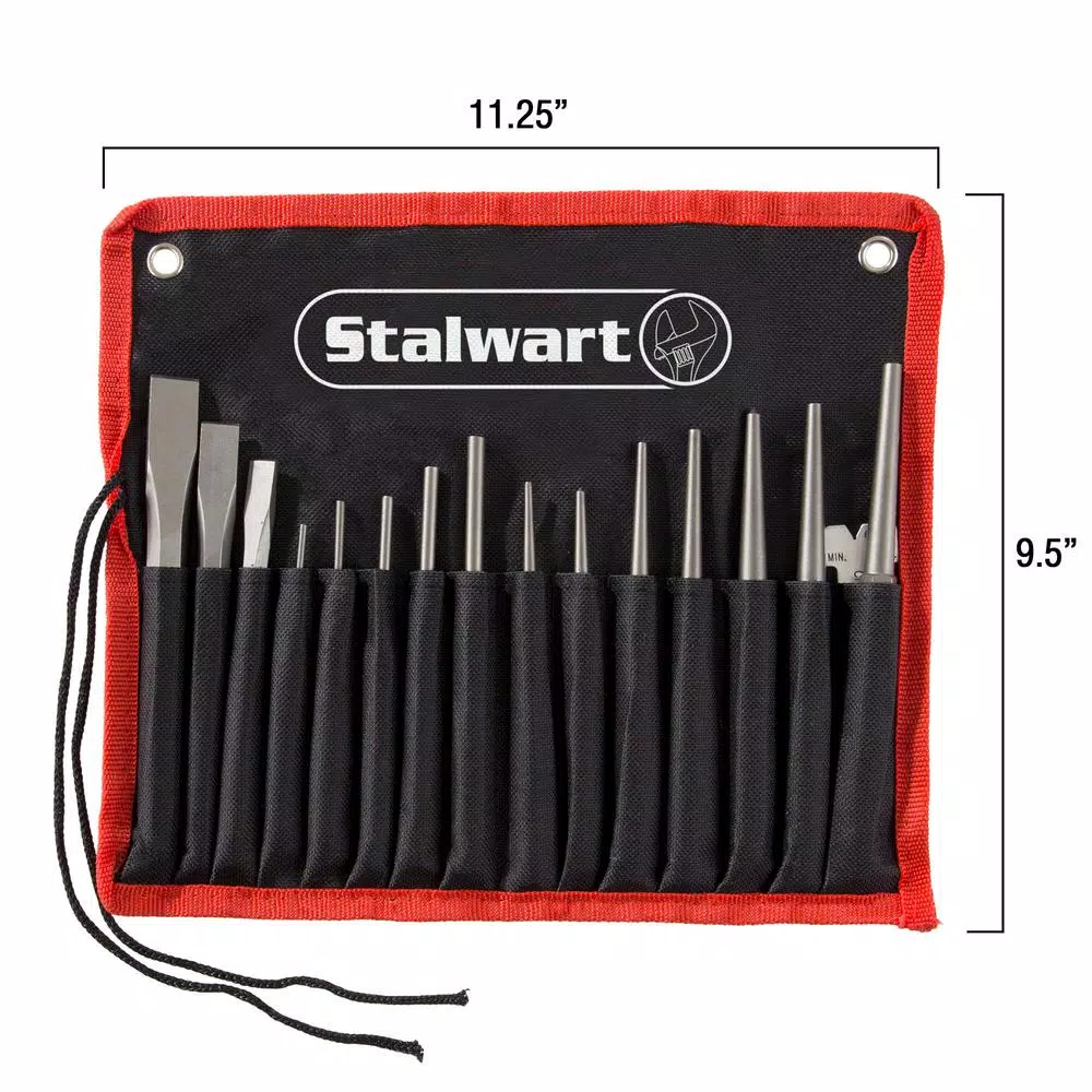 Stalwart 16-Piece Chisel and Punch Set, Heat Treated Chrome Vanadium Steel